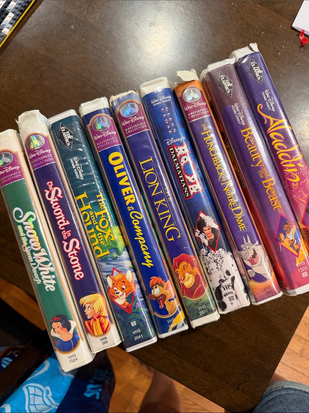Disney Classic VHS Collection Lot - Purple, Blue, Green, Red, Yellow